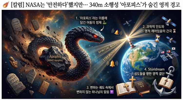 소행성 아포피스 지구 접근 및 영적 경고 칼럼 대표 이미지